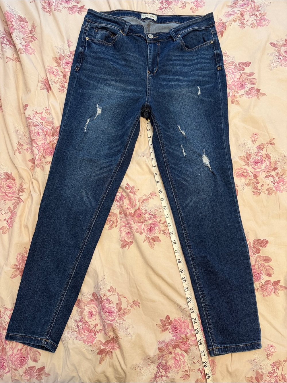 Eloquii Dark Blue Distressed Skinny Jeans 16S